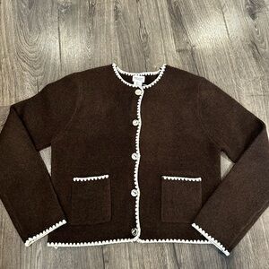 Song of Style Brown Cardigan w/ Gold Accents